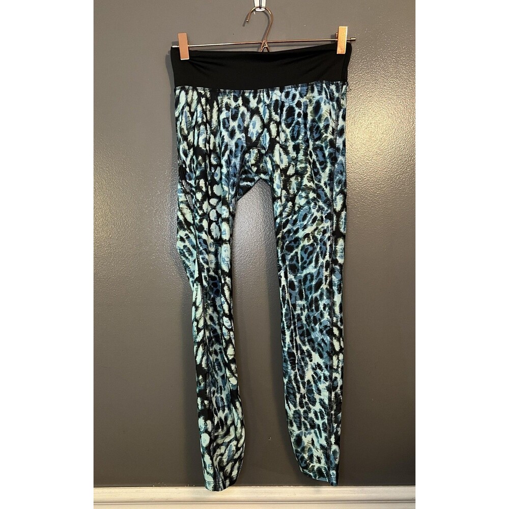 PRISMSPORT Pants Womens Small Blue Black Animal Print Leggings High Rise Yoga